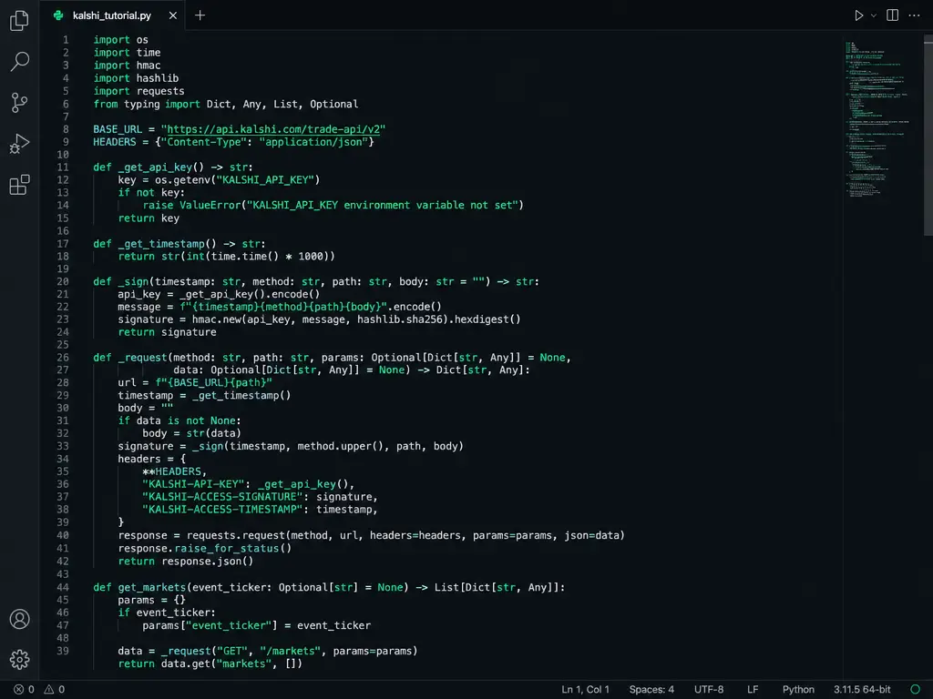 Kalshi API Python Tutorial: Build Your First Trading Bot